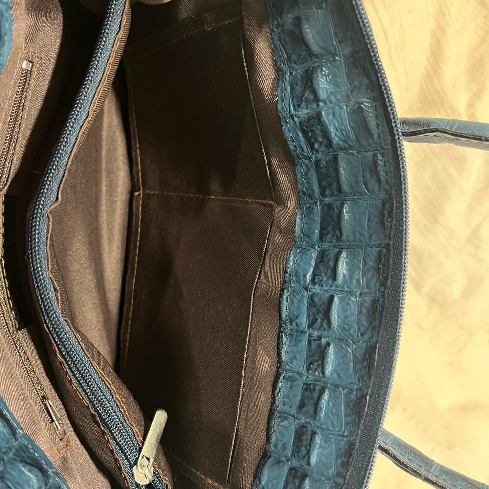 Borse In Pelle Luxurious Blue Crocodile-Embossed Bag - Picture 15 of 16